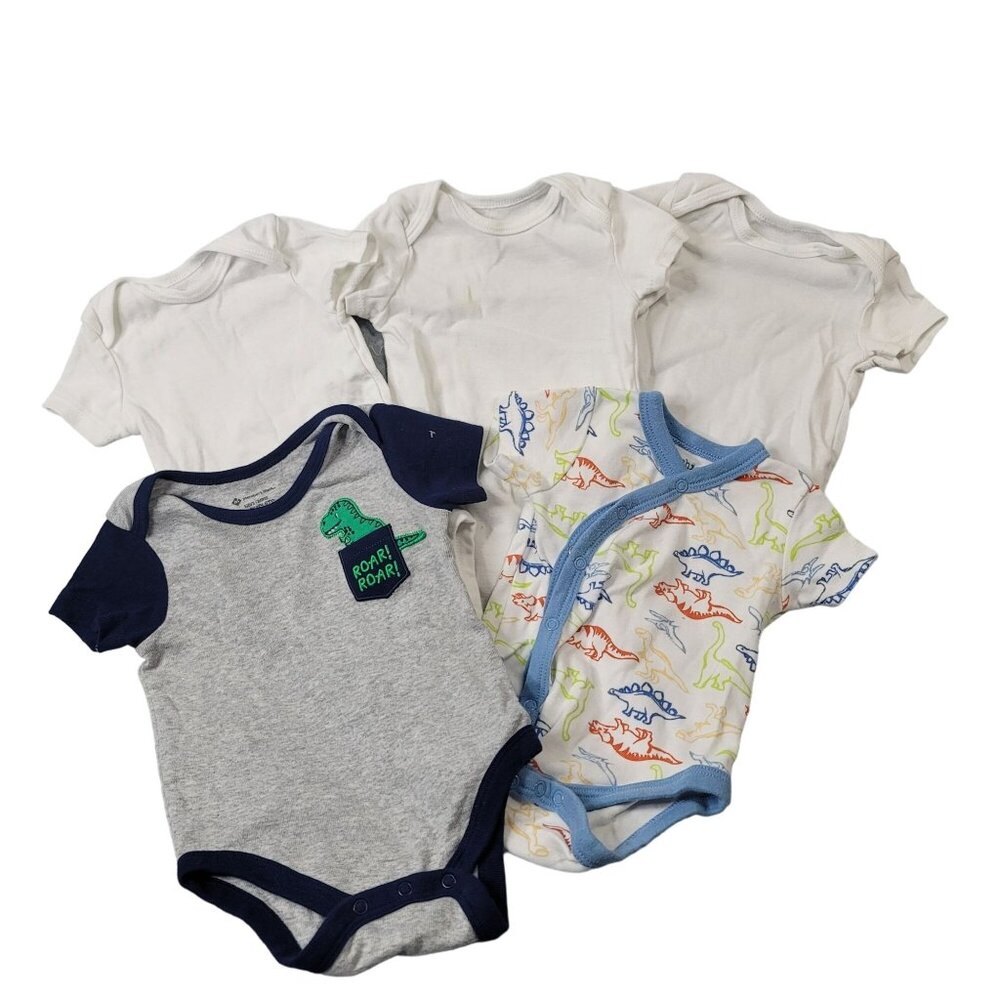 Lot of 5 Custom Variety Pack Short Sleeve Baby Boy Bodysuits Sz 0-3 mos.